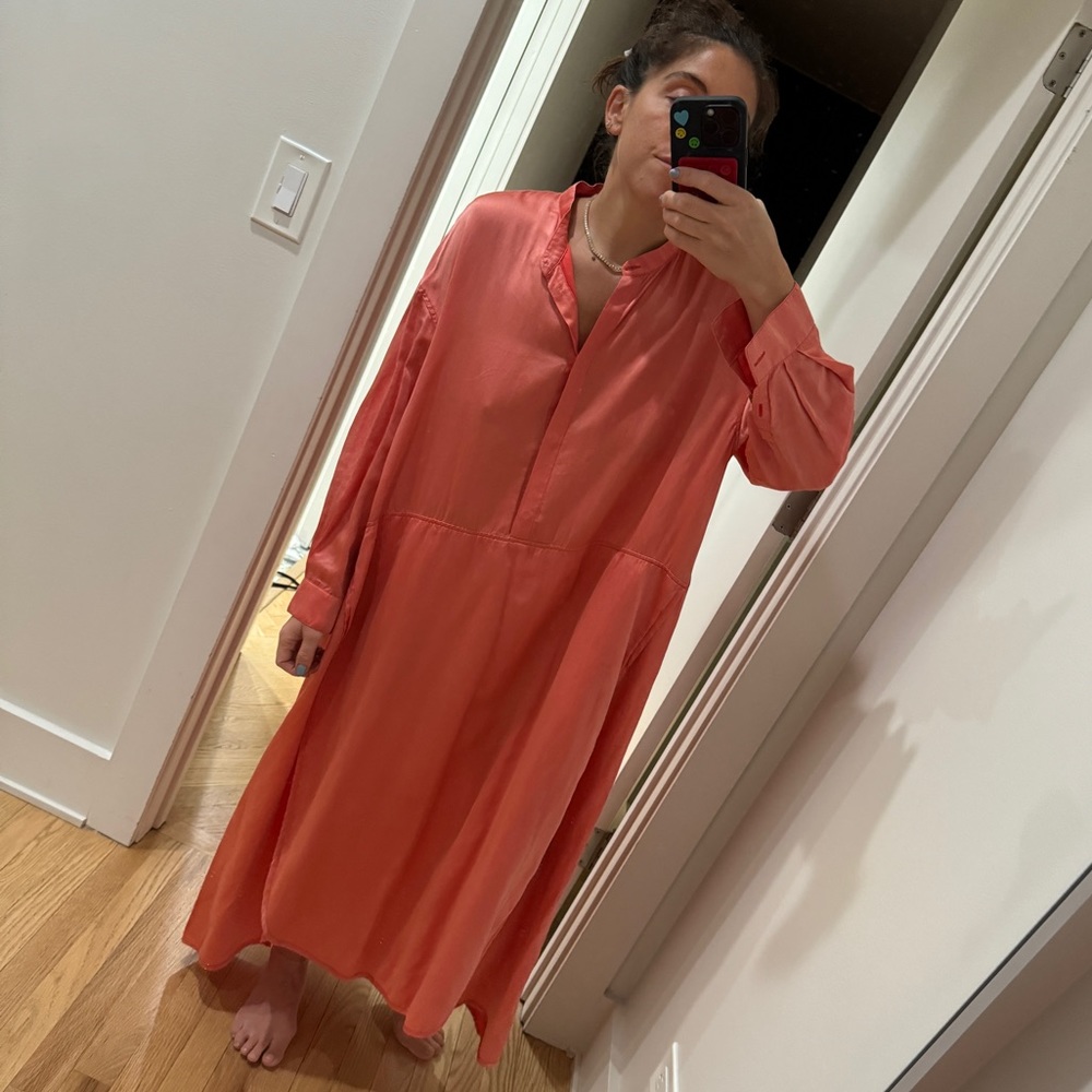 Oversized coral maxi dress
